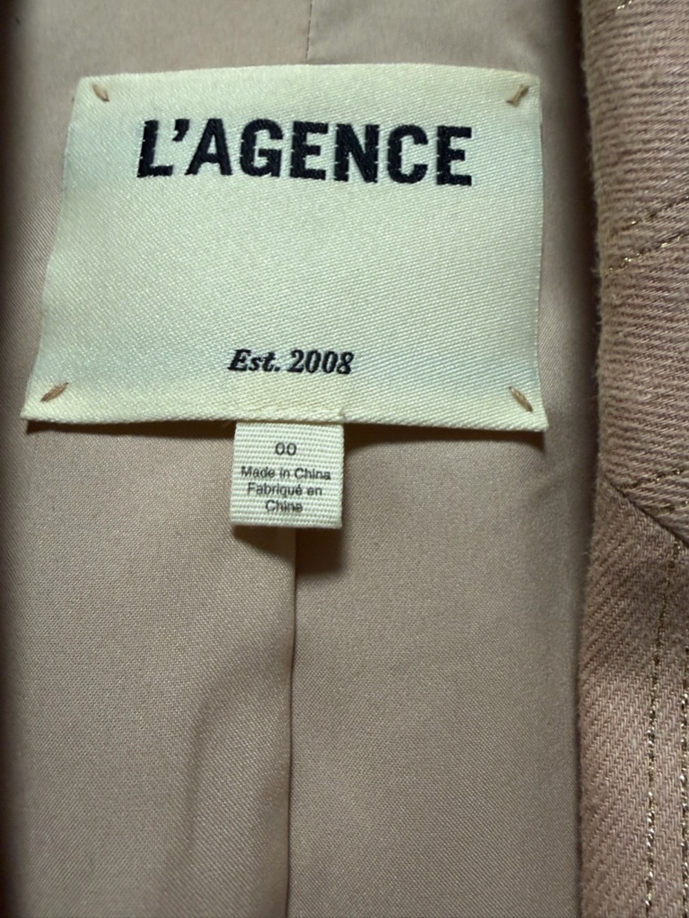 L'AGENCE Soft Blush Beige Jacket